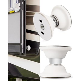 ANODZU RV Door Holder Magnetic, Baggage Door Catch Latch, to Keep Entry Exterior Door Open, for RV Camper Compartment 5th-Wheel Trailer Cargo, Stainless Steel Silica Gel White 2 Pack
