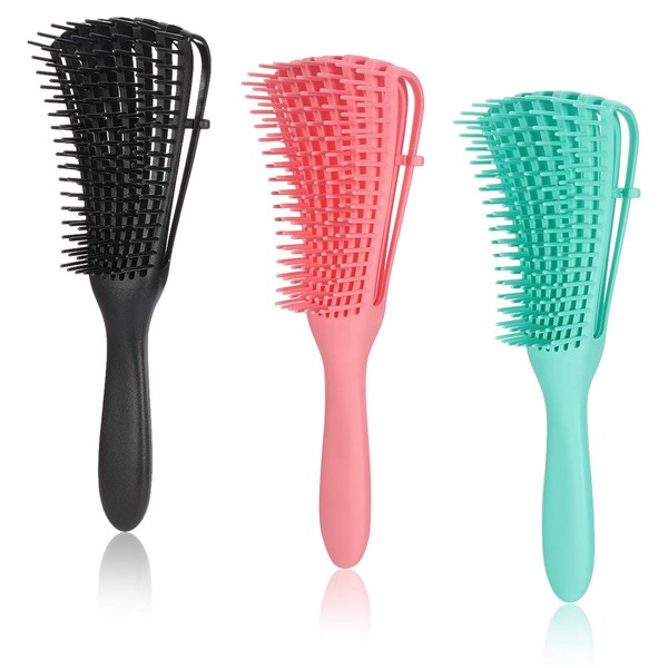 tonyg-p EZ Detangling Brush for Afro America, Textured 3A to 4C, Wavy, Curly, Spooly, Wet/Dry Hair, Easy to Clean (Pink/Blue/Black)