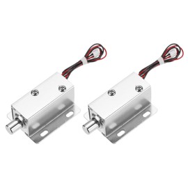 QUARKZMAN DC 12V 0.8A Electromagnetic Solenoid Lock Mini Door Lock Drawer 2.1 x 1.6 x 1.1 Inch Tongues Magnetic Lock Function for Cabinet Drawer Safety Lock Pack of 2