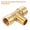 sourcing map Brass Tee Pipe Fitting, 1/4" x 1/4" x