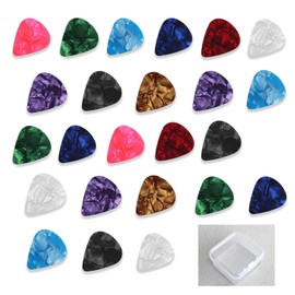 GWAWG Guitar Picks 24PCS Plectrums Guitar Bass Celluloid Style Heart Picks 4 Thicknesses 0.5mm 0.75mm 1.0mm 1.2mm