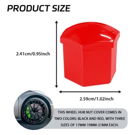 KUQUTIDY 20PCS Lug Nut Covers, 21mm Wheel Center Lug Nut Bolt Cover Caps with Removal Tool, Hexagonal Wheel Hub Lug Hole Plugs Dust Protective Cover, Tire Rim Bolt Decorative Caps for Most Car (Red)