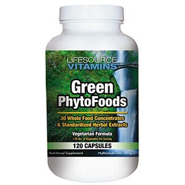Lifesource Vitamins Phyto Green Mega-Food Caps - 31 Whole Foods / 38 Synergistic Nutrients - a Uniquely Powerful Formulation of Grasses, Sprouted Grains, Vegetables, Immune Enhancing Herbs w/ Antioxidants – Immune Support*