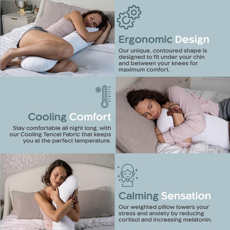 SleepCloud Weighted Body Pillow 6.5lbs - Weighted Pillow for Deeper