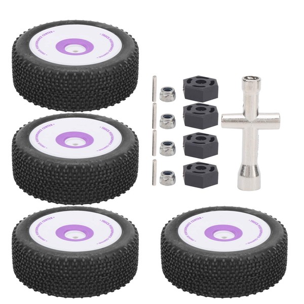 VGEBY RC Front Rear Tires, 4Pcs Heavy Load 1:12 Scale Remote Control Car Front Rear Rubber Tires Set RC Spare Part Accessory Fit for WLtoys 1/12 124019 RC Toy Cars Car Model Accessory Model Toy