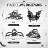 4PCS Gothic Hair Claw Clips, Spider Bat Skull Designs for