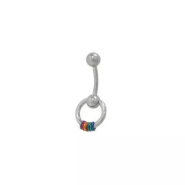 LionGothic Door Knocker Belly Ring with Rainbow Hoops Navel Barbell