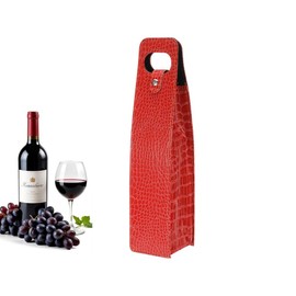 PU Leather Wine Gift Bag,Vino Bag Reusable Leather Wine Tote Carrier,Vino Gift Tote Bag for Parties,Birthdays,Weddings,or Special Holiday Visits,Portable Champagne Gift Bags for Picnic Party Wedding