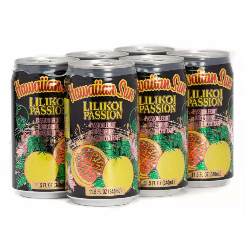 Hawaiian Sun Lilikoi Passion Fruit Juice Drink 11.5oz Can 6-Pack