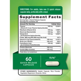 Nature's Truth Nature's Truth Vitamin B Complex | 60 Capsules | High Potency B-100 | Non-GMO & Gluten Free Supplement