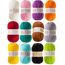 Crochet Yarn 12 Colours x 50 g Hand Knitting Yarn for Crochet and Crafts