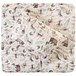 Pobi Baby - Premium Twin Fitted Sheet, Flat Sheet with Pillow case - Ultra-Soft Cotton Blend, Stylish Woodland Pattern, Deep Pockets - Twins Sheets - 3 PC (Wildlife Animal)