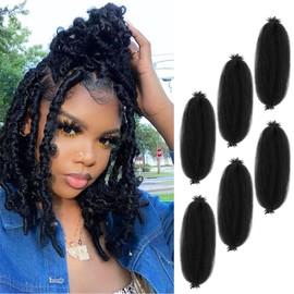 BLTYXT Spring Afro Twist Hair Soft Feather Afro Twist Hair Soft Pre Separated Braiding Hair for Locs Crochet Hair Extension (12 Inches (Pack of 6), 1B)