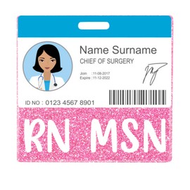 Plifal RN MSN Badge Buddy Card Holder Nurse Nursing Accessories Registered Nurse Master of Science in Nursing Glitter Horizontal ID Name Identification Tags Nurse Work