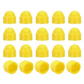 sourcing map 20Pcs Hex Nut Cover, M8x13x15mm Plastic Dome Nut Protection Cap Hex Screws Bolt Covers for Indoor Outdoor Furniture Automotive Bolts Decoration, Yellow