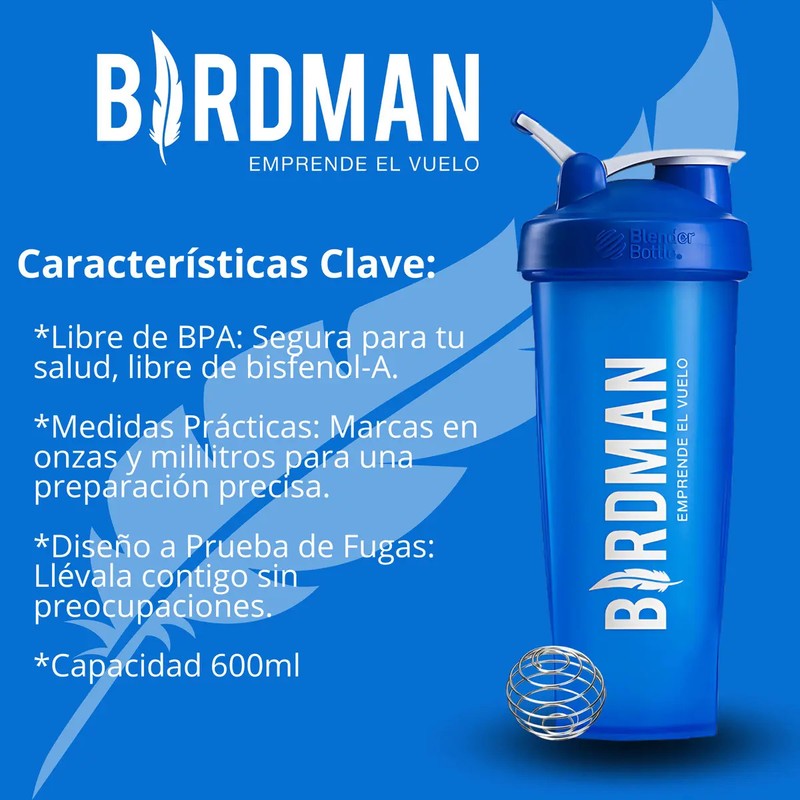 Shaker Birdman Azul Mas Ball Shaker Bpa Free 600 Ml