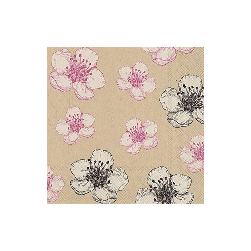 Kim Rose Blumenmuster auf Kraft Ihr Papier Lunch Servietten 20