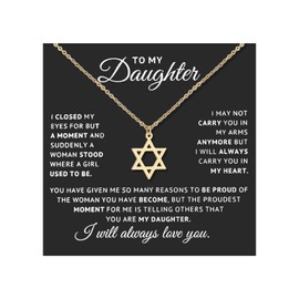 Daughter Gifts from Mom Gold Star of David Necklace for Women Necklace for Daughter Birthday Jewelry Gifts for Women