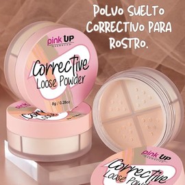 PINK UP | Corrective Loose Powder | Polvo Suelto Corrector para rostro | Polvo traslucido | Corrector | Sella la base, acabado natural | Unifica el to