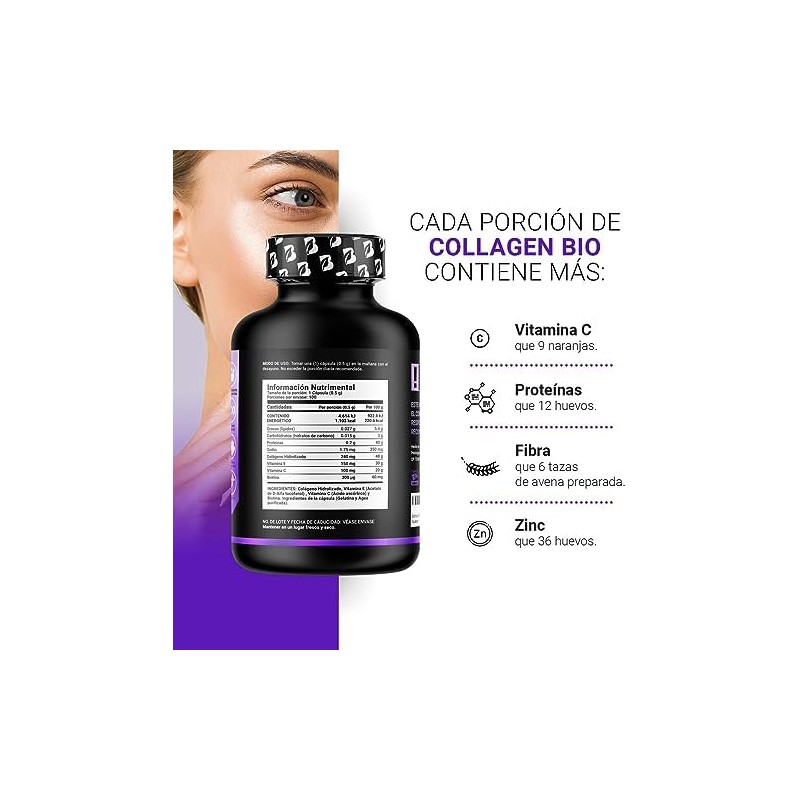 B Life Biotina y Colágeno Hidrolizado con 100 cápsulas