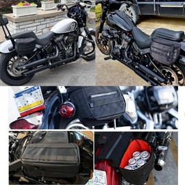 FVMOTO Universal Motorcycle Saddlebags Saddle Bags Luggage Bags Travel Knight Rider Storage Bag Fit For Harley Softail Dyna Super Glide Sportster FXR, 14.5L(3.8 Gallon)