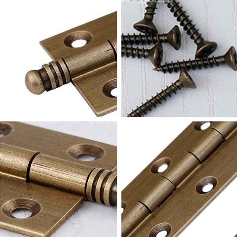 2Pcs Folding Butt Hinges Furniture Hardware Door Hinge Antique Pure