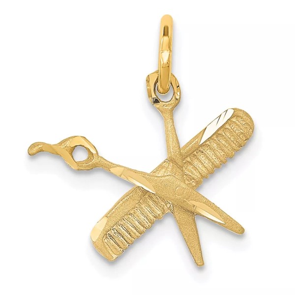 GlittersandGold 14k Comb and Scissors Charm Bracelet Necklace