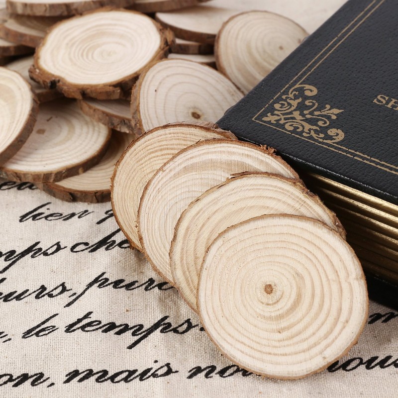 25pcs DIY Parts Wooden Natural Wood Stump Coaster Simple Natural