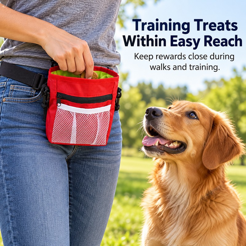 Adjustable Dog Treat Pouch for Training and Walking – Large