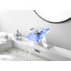 Bathroom Sink Faucet Waterfall Glass Spout LED Light 3 Colors