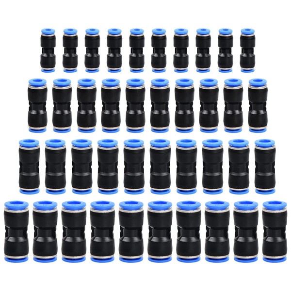 Zsanhua 40 Pcs Pneumatic Fittings, Straight Push Fit Connectors Quick Push in Straight Union for 4/6/8/10 mm Air Water Hose