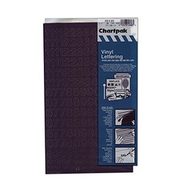 Chartpak Self-Adhesive Vinyl Numbers, 1/2 Inch High, Black, 210 per Pack (01110)