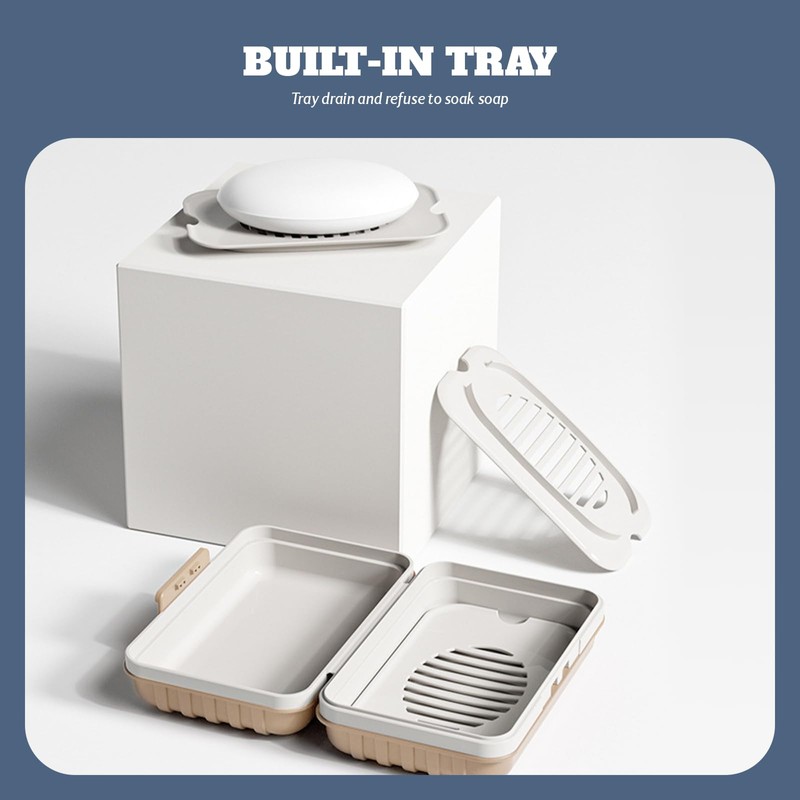 Bailinks Soap Dish with Draining Tray, Waterproof Soap Box for