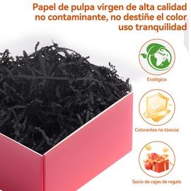 Papel Rallado para Cestas de Regalo, 1LB (16OZ) Relleno de Papel Arrugado para Cumpleaños, Bodas, Cajas Bolsas, Relleno de Cestas, Aniversarios, Envoltura de Regalos (Negro)