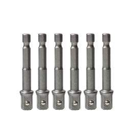 INCAUCA 6 Pack 1/4 Socket Adapter, Drill Bit Adapter, Hex to Square 1/4 Drive Adapter, Impact Driver Socket Adapter, 1/4 Inch Square Socket Adapter Bits for Automotive DIY