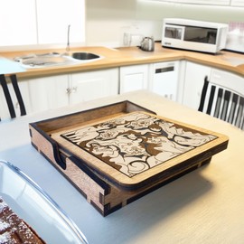 02 Siberian Husky Dog Coaster - Husky Dog Puzzle Wooden Coaster Set - Interlocking Jigsaw Drink Mats with Laser-Cut Design for Husky Lovers