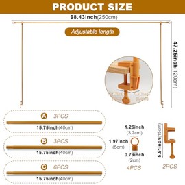 Soporte para barra de mesa con abrazaderas para decoraciones, ajustable de 30 a 47 pulgadas, altura de 34 a 98 pulgadas de largo, soporte para arco de globo para colgar para boda