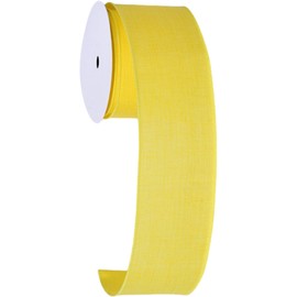 Meseey Sunshine Yellow Burlap Wired Edge Ribbon - 2.5 Inch x 10 Yards Rustic Jute Ribbon for Spring Weddings, DIY Crafts, Easter Decor, Summer Gift Wrapping & Farmhouse Party Supplies (Yellow)