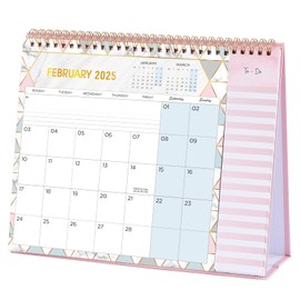Desk Calendar 2025 - Desk Calendar 2025 UK from Jan. 2025 to Dec. 2025, 12 Month Desk Calendar 2025 UK with To Do List, 26.7 x 21.8 x 7.8 cm - Pink…