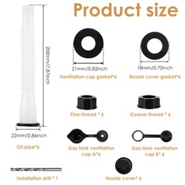 Abizarch Gas Can Spout Replacement No Leaky Gas Can Nozzle Replacement Practical Gas Tank Nozzle Kit Easy to Install Gas Can Nozzle and Vent Kit Fuel Can Spout Replacement for Gas Cans(White, black)