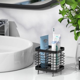 Portacepillos de Dientes para Baños,Soporte para Cepillo de Dientes de Acero Inoxidable,Pared Soporte de Cepillo de Dientes sin Perforación Organizador de Baño Caja,con Agujeros de Drenaje