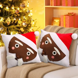Black Santa Christmas Pillow Covers 18 x 18 Inch Set of 2 Black African American Claus Throw Pillow Cover Decorative Winter Holiday Cushion Case for Sofa Couch Bedroom Living Room Indoor Home Decor
