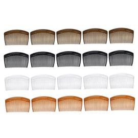 IWOWHERO 20pcs Portable Plastic Side Hair Combs for Women Teeth Hairdressing Combs Black Transparent White Deep Brown Light Brown Versatile and Elegant Styling Accessories