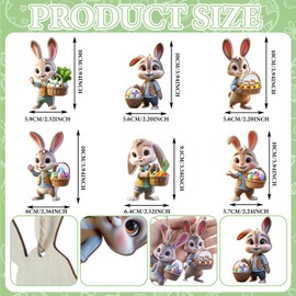 Colingmill 24 Pcs Easter Ornaments Wooden Hanging Bunny Vintage Spring Tree Decorations 3D Happy Bunny Ornament Rustic Wood Cutouts Farmhouse Hanging Ornament with Rope for Home Easter Party