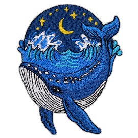 EMBRO BOF Parche de ballena azul medianoche – 3.5 pulgadas, parche de ballena de colores fríos para planchar o coser en el mar para mochilas