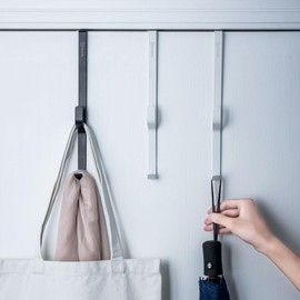 HouseTip Over The Door Hook Rack, Stainless Steel, No Drill, Damage-Free, Space Saving Door Hanger for (Bathroom, Bedroom, Closet) (White)