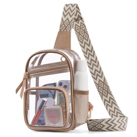 Missnine Clear Bag for Stadium Events Clear Sling Bag Fanny Pack Crossbody Purse for Sport Concert with Side Mesh Pocket