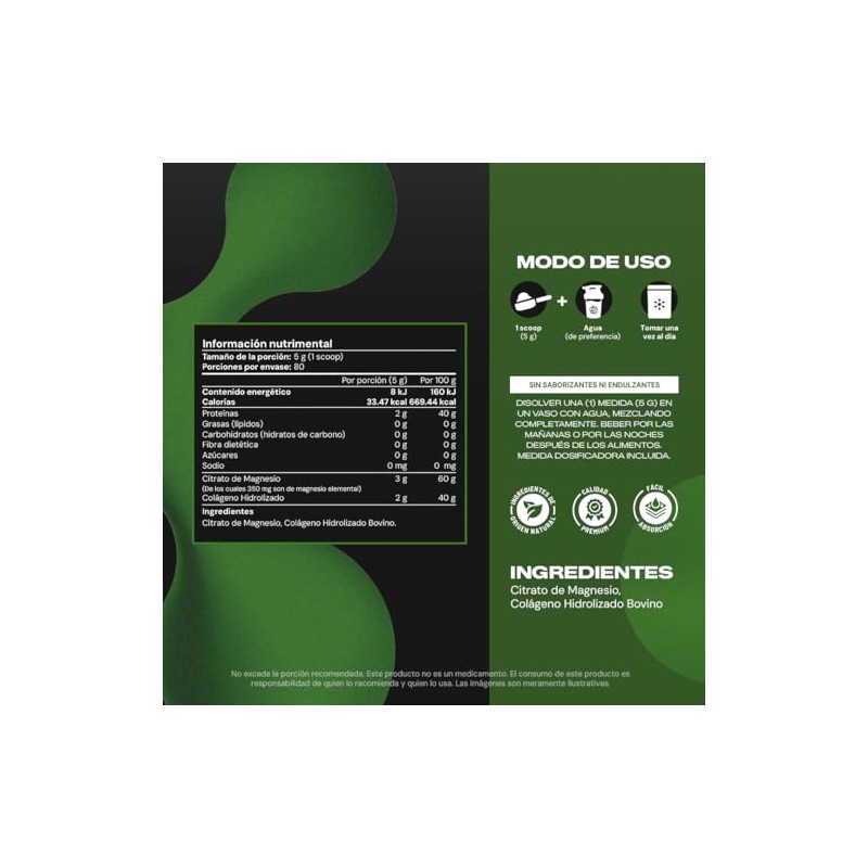 Vital Botanics Citrato de Magnesio con Colágeno Hidrolizado en Polvo