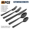 Wildone 60-Piece Black Silverware Set, Stainless Steel Flatware Square Cutlery