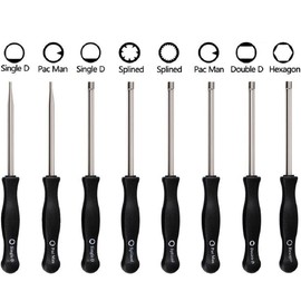 Carburetor adjustment tool Pac Man/Small Head Pac Man/Single D/Small Head Single D/Double D/Hexagon Hex Socket / 21-Teeth / 7-Teeth Splined Screwdriver for Common 2 Cycle Small Engine (Set of 8)